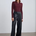 Black Faux Leather Wide Leg Pants
