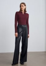 Black Faux Leather Wide Leg Pants