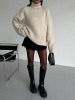 Beige Turtleneck Knit Sweater - Image 2