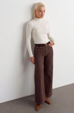 Women's Brown Wide Leg Jeans - Image 5